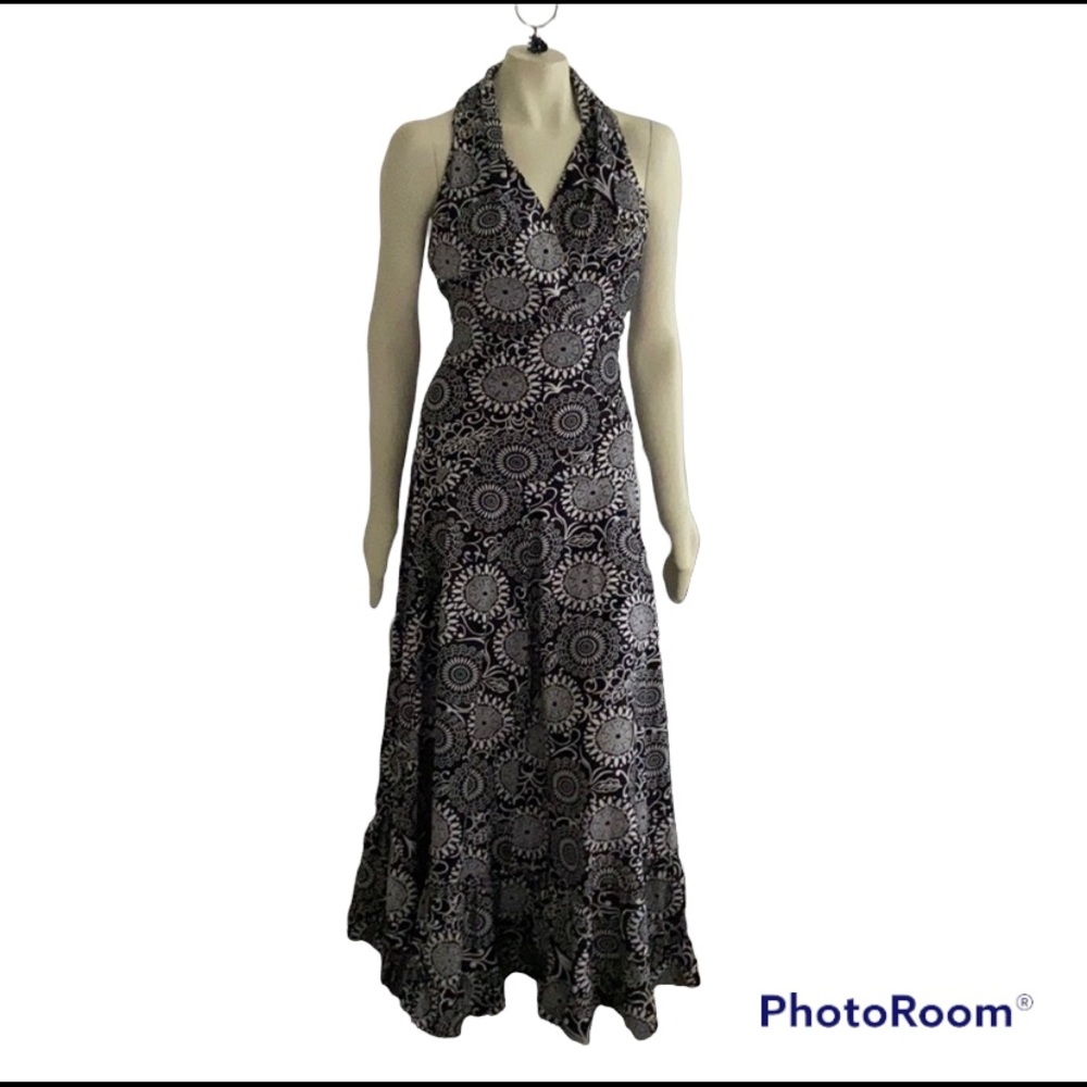 Mexigali Blue - Black and White Maxi Dress